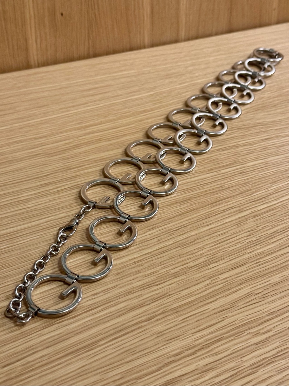Vintage Gucci Silver G Logo Chain Belt Designed by Tom Ford for SS 1996
